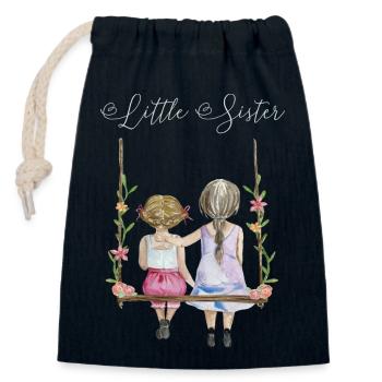 Kleine Schwester Geschenkidee für Schwestern - Verschließbarer Geschenkbeutel aus Baumwolle (14x20cm) - Navy - Vorne