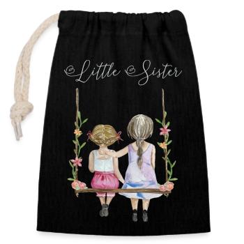 Little sister gift idea for sisters - Closable cotton gift bag (14x20cm) - black - Front