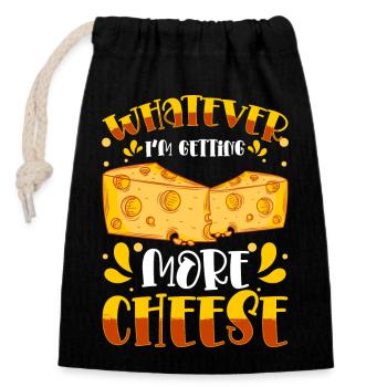 Käse Lebensmittel Fett - Verschließbarer Geschenkbeutel aus Baumwolle (14x20cm) - Schwarz - Vorne