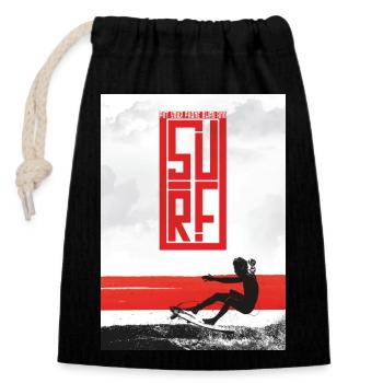 Put your phone away and surf - Closable cotton gift bag (14x20cm) - black - Front