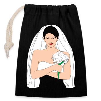bride black - Closable cotton gift bag (14x20cm) - black - Front