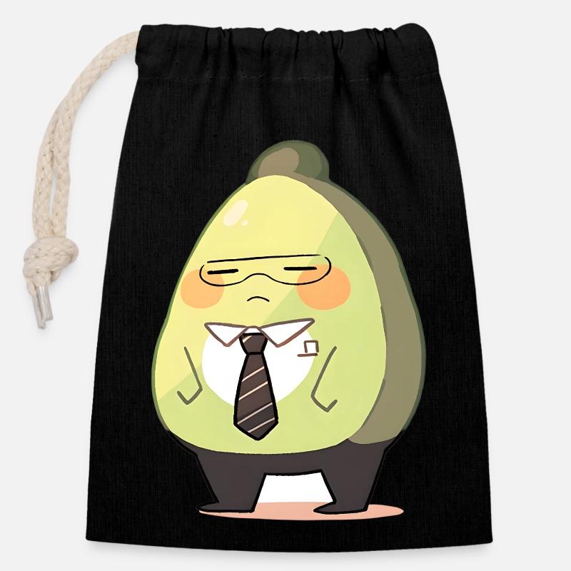 Office Avocado - Verschließbarer Geschenkbeutel aus Baumwolle (14x20cm) - Schwarz