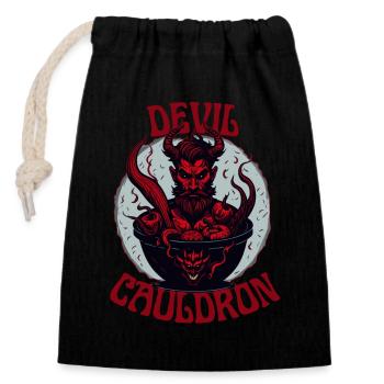 Devil Cauldron Hells Kitchen - Closable cotton gift bag (14x20cm) - black - Front