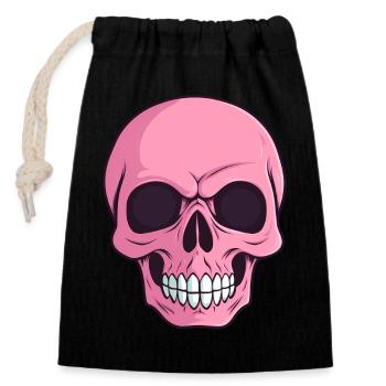 skull pink copy - Closable cotton gift bag (14x20cm) - black - Front