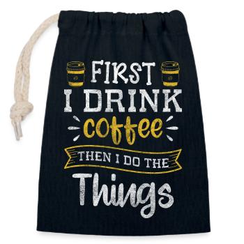 Coffee Lovers Humor Coffeeshop - Closable cotton gift bag (14x20cm) - navy - Front