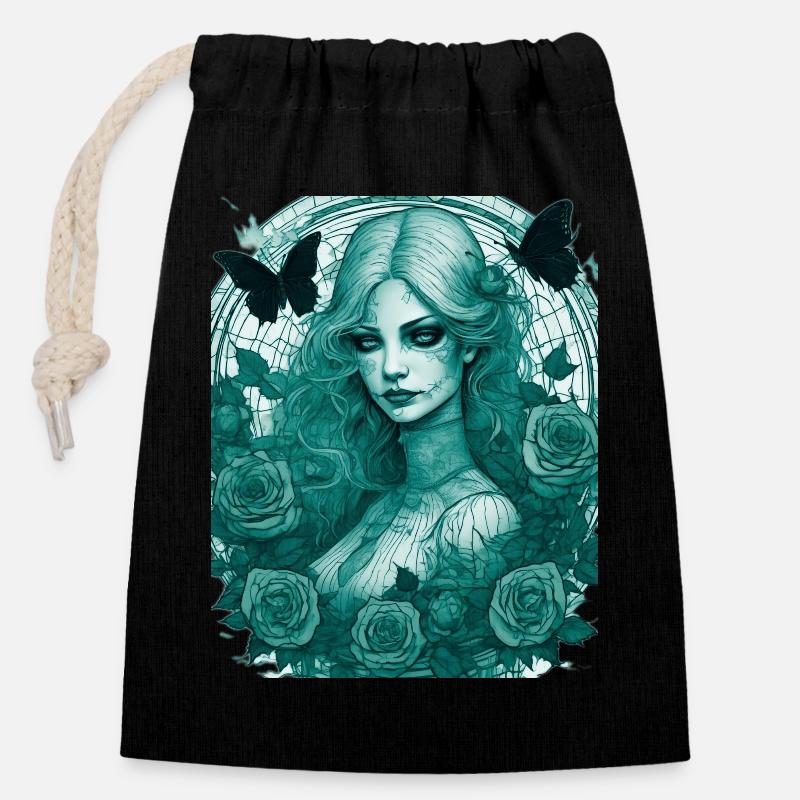 Phantom - Closable cotton gift bag (14x20cm) - black