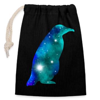 Galaxy Penguin - Verschließbarer Geschenkbeutel aus Baumwolle (14x20cm) - Schwarz - Vorne