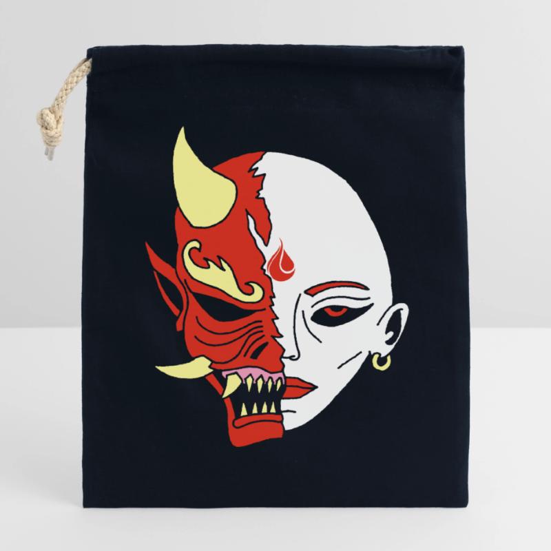 Mensch oder Dämon? Verschließbarer Geschenkbeutel aus Baumwolle (14x20cm)