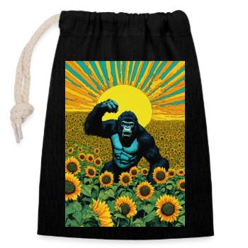 Sunflowers - Closable cotton gift bag (14x20cm) - black - Front