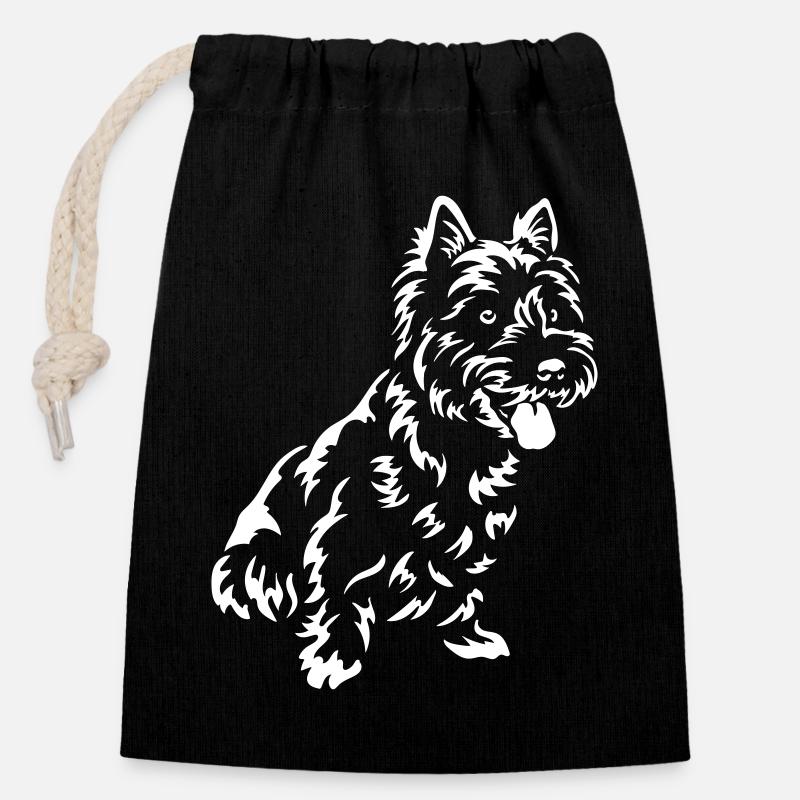 West Highland Terrier "Black Edition" - Closable cotton gift bag (14x20cm) - black