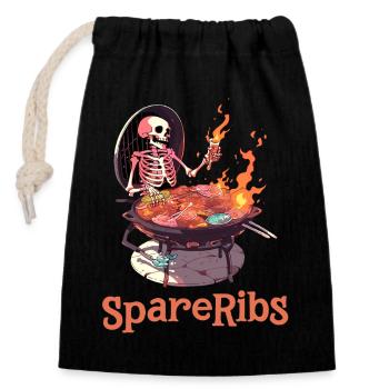 Funny Halloween Skeleton! - (Captain) Spare Ribs - Closable cotton gift bag (14x20cm) - black - Front