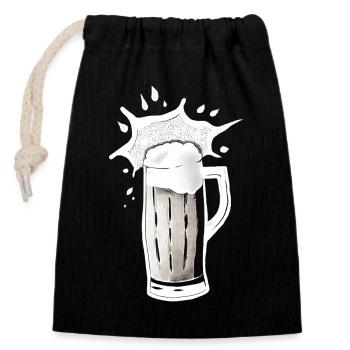 bierkrug Bier trinken Party Fest Oktober - Verschließbarer Geschenkbeutel aus Baumwolle (14x20cm) - Schwarz - Vorne