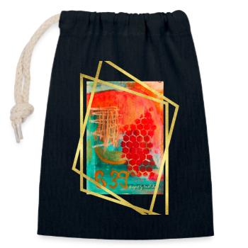 Fusion abstraite avec des hexagones vibrants - Sac cadeau en coton avec cordon (14 x 20 cm) - bleu marine - Devant
