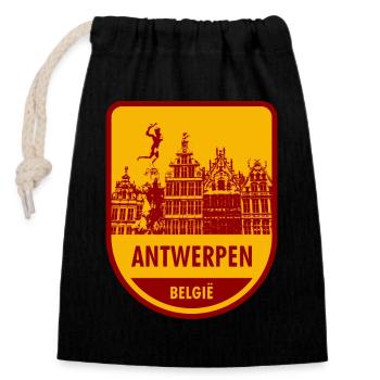 Anvers België - Sac cadeau en coton avec cordon (14 x 20 cm) - noir - Devant
