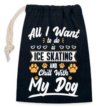 Patinage sur glace Patins à glace Sports d’hiver Cool - Sac cadeau en coton avec cordon (14 x 20 cm) - bleu marine - Devant
