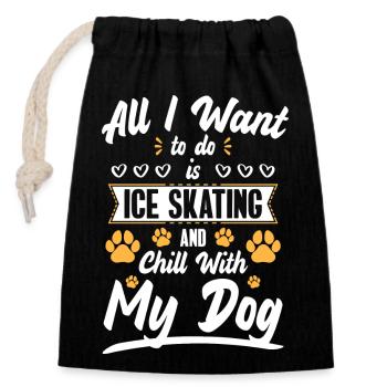 Patinage sur glace Patins à glace Sports d’hiver Cool - Sac cadeau en coton avec cordon (14 x 20 cm) - noir - Devant