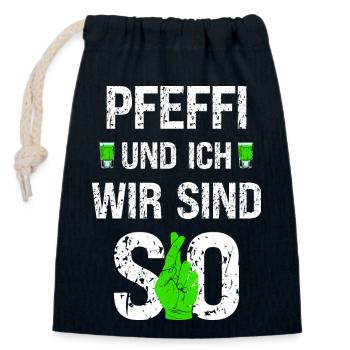 Ich und Pfeffi wir sind so Pfefferminz Likör JGA - Verschließbarer Geschenkbeutel aus Baumwolle (14x20cm) - Navy - Vorne