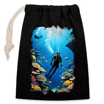 plongée sous marine - Sac cadeau en coton avec cordon (14 x 20 cm) - noir - Devant