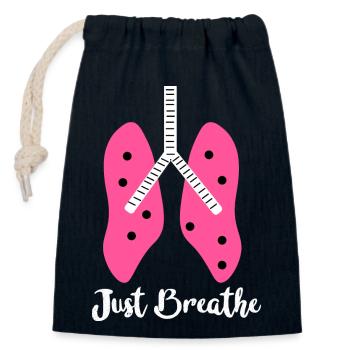 Just breath funny lungs - Closable cotton gift bag (14x20cm) - navy - Front