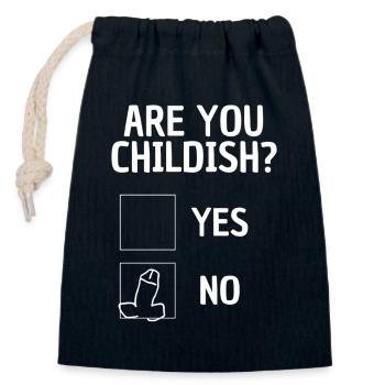 Are you childish? lustiger Spruch Kindskopf Spaß - Verschließbarer Geschenkbeutel aus Baumwolle (14x20cm) - Navy - Vorne