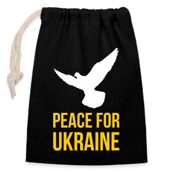 PEACE FOR UKRAINE with dove of peace - Closable cotton gift bag (14x20cm) - black - Front