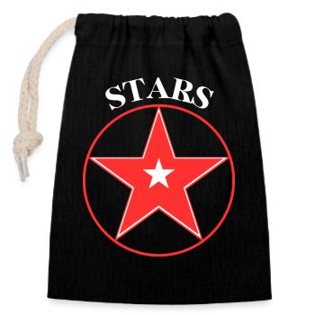 STARS - Timeless motif - ApriNoeScor - Closable cotton gift bag (14x20cm) - black - Front