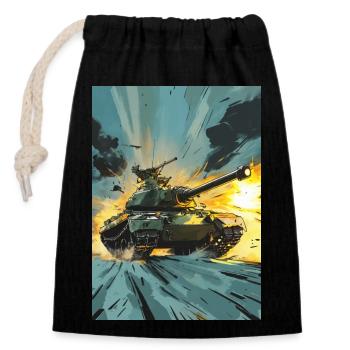 Tank One - Verschließbarer Geschenkbeutel aus Baumwolle (14x20cm) - Schwarz - Vorne