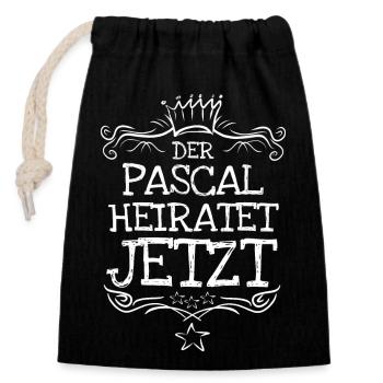 Pascal - Verschließbarer Geschenkbeutel aus Baumwolle (14x20cm) - Schwarz - Vorne