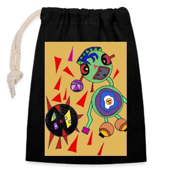 Collection Black City - Closable cotton gift bag (14x20cm) - black - Front