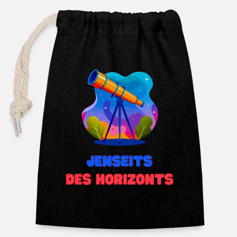 Beyond the horizon - Closable cotton gift bag (14x20cm) - black