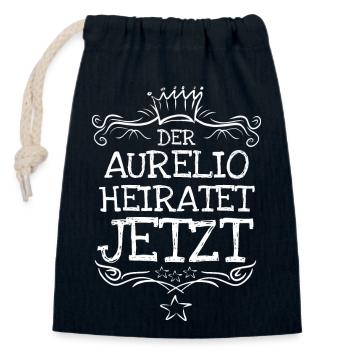 Aurelio als Bachelor - Verschließbarer Geschenkbeutel aus Baumwolle (14x20cm) - Navy - Vorne