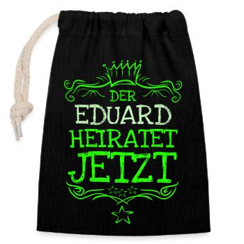 Bachelor Eduard - Verschließbarer Geschenkbeutel aus Baumwolle (14x20cm) - Schwarz - Vorne