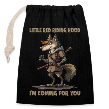 Little Red Riding Hood - I'm coming for you - Closable cotton gift bag (14x20cm) - black - Front