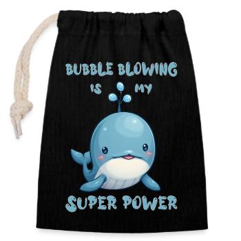 Bubble blowing is my super power - Verschließbarer Geschenkbeutel aus Baumwolle (14x20cm) - Schwarz - Vorne