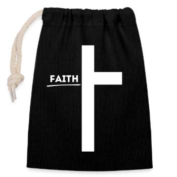 'Faith' - Faith-Based Clothing - Christianity - Closable cotton gift bag (14x20cm) - black - Front