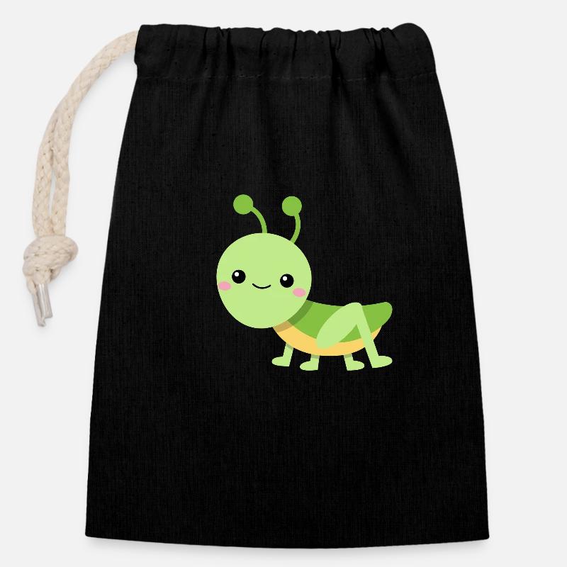 Lively grasshopper - Closable cotton gift bag (14x20cm) - black