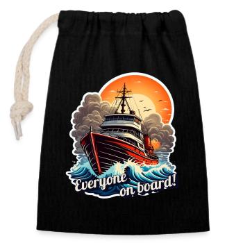 Everyone on board - Closable cotton gift bag (14x20cm) - black - Front