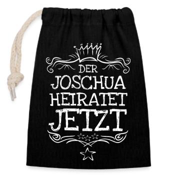 Joschua - Verschließbarer Geschenkbeutel aus Baumwolle (14x20cm) - Schwarz - Vorne