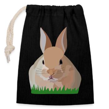 Holly Rabbit in the Grass - Closable cotton gift bag (14x20cm) - black - Front