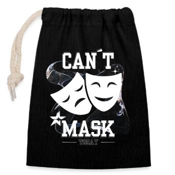 Can’t Mask Today – Social Energy Not Found - Verschließbarer Geschenkbeutel aus Baumwolle (14x20cm) - Schwarz - Vorne