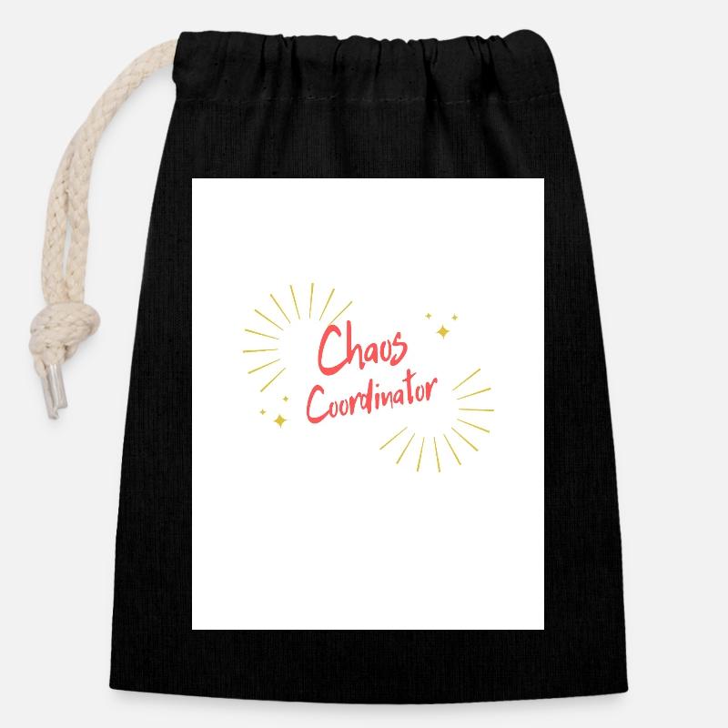 Coordinator of Common Chaos - Closable cotton gift bag (14x20cm) - black