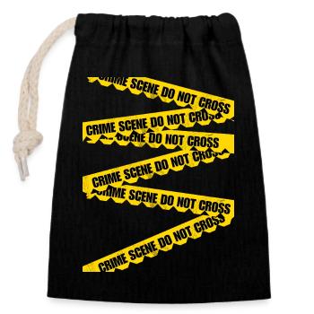 Crime Scene Barrier Tape T-Shirt - Closable cotton gift bag (14x20cm) - black - Front