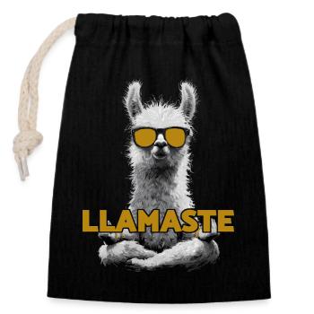Llamaste – Lama de yoga avec lunettes de soleil - Sac cadeau en coton avec cordon (14 x 20 cm) - noir - Devant