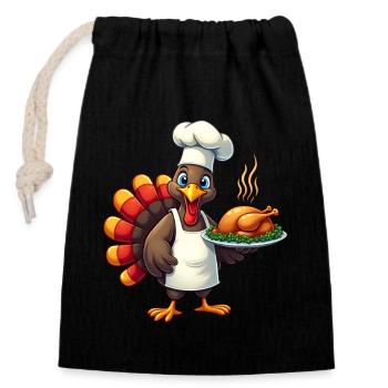 Thanksgiving Truthahn Koch Thanksgiving - Verschließbarer Geschenkbeutel aus Baumwolle (14x20cm) - Schwarz - Vorne