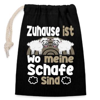 Schafhirte Schäfer Hirte Landwirt Herde Schafe - Verschließbarer Geschenkbeutel aus Baumwolle (14x20cm) - Schwarz - Vorne