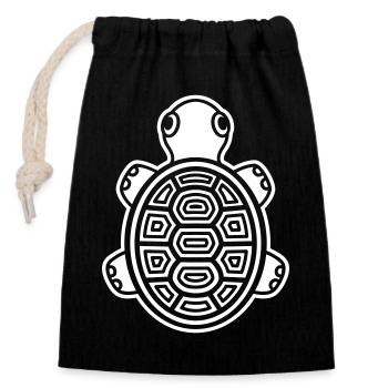 Bébé Tortue mignonne – Reptile comique pour le cœur - Sac cadeau en coton avec cordon (14 x 20 cm) - noir - Devant
