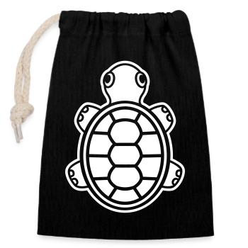 Bébé Tortue mignonne – Reptile comique pour le cœur - Sac cadeau en coton avec cordon (14 x 20 cm) - noir - Devant