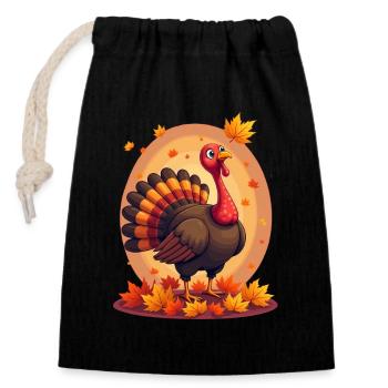 Thanksgiving Lustiger Thanksgiving Truthahn - Verschließbarer Geschenkbeutel aus Baumwolle (14x20cm) - Schwarz - Vorne