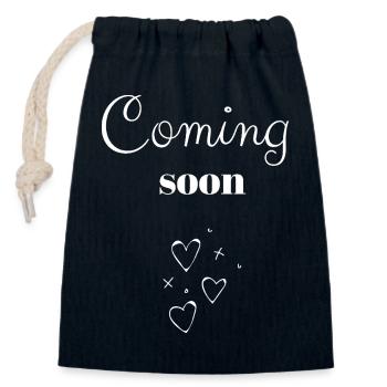 Coming Soon Hearts Handwritten - Closable cotton gift bag (14x20cm) - navy - Front
