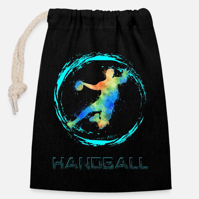 Handball Sprungrbener - Sac cadeau en coton avec cordon (14 x 20 cm) - noir